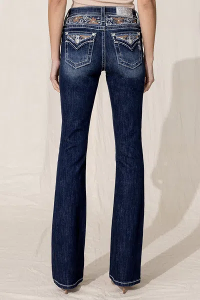 Miss Me Floral Paradise Bootcut Jeans In Med/dark Wash