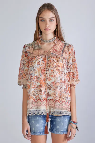 Miss Me Floral Print Top In Pink