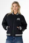 Miss Me Gabie Varsity Bomber Jacket In Black