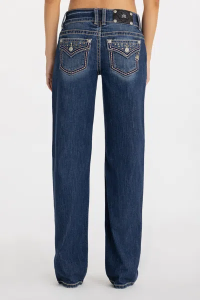 Miss Me Giselle Rhinestone Slim Wide - 32 / 30" / Dark Wash In Blue