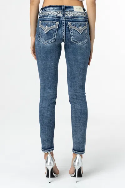 Miss Me Glam Wing Skinny Jeans In Med/dark Wash