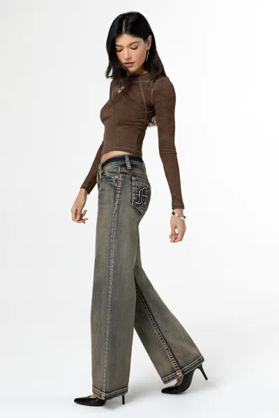 Miss Me Going Rouge Wide Leg Jeans In Vintage Wash
