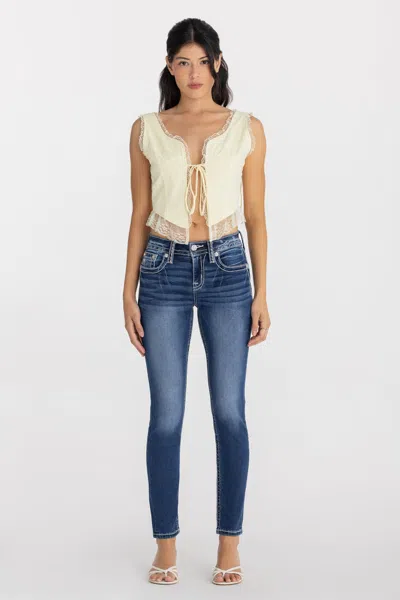 Miss Me Golden Dust Skinny Jeans - 31 / 29" / Med/dark Wash In Blue