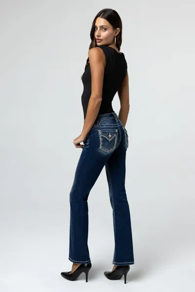 Miss Me Graphite Stitched Bootcut Jeans In Med/dark Wash