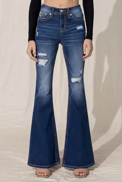 Miss Me High Rise Sassy Flare In Med/dark Wash