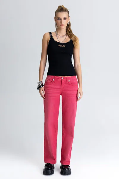 Miss Me Hotwire Slim Wide Jeans - 34 / 30" / Hot Pink