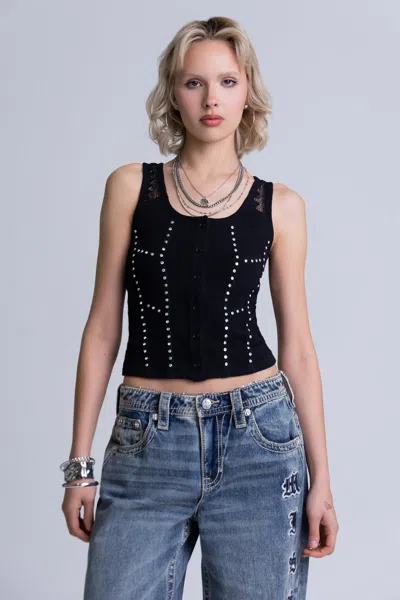 Miss Me Ida Ribbed Tank - Xs / Black