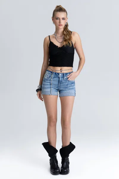 Miss Me Jayella Opal Cross Shorts - 34 / 3.5" / Dark Wash In Blue