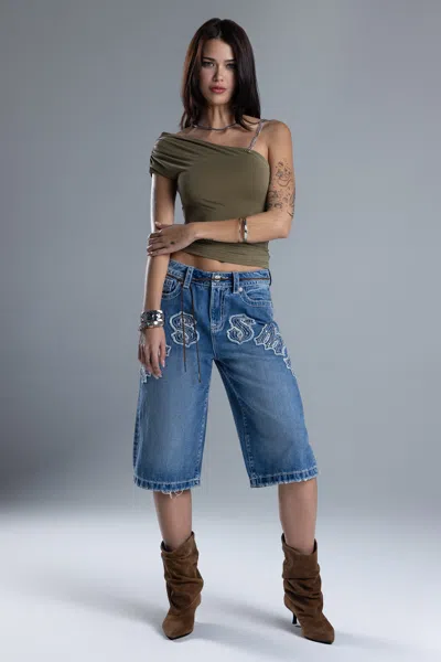 Miss Me Jeanius Baggy Jorts - 33 / 16" / Medium Wash In Blue