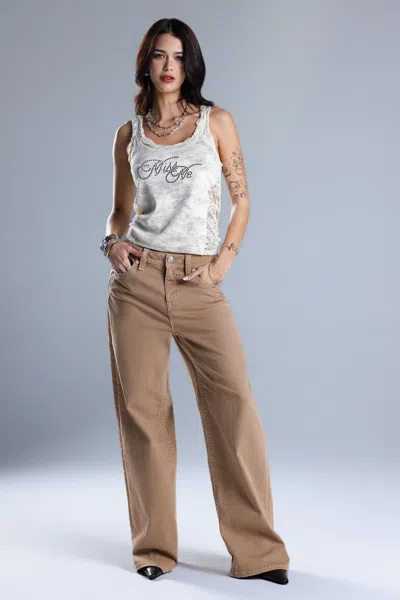 Miss Me Johanne Baggy Wide - 34 / 30" / Tan In Brown