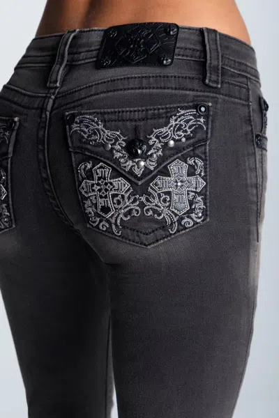 Miss Me Josefine Low Rise Bootcut Jeans - 23 / 32" / Black Wash In Gray