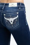 Miss Me Kasey Longhorn Bootcut Jeans - 34 / 32" / Med/dark Wash In Blue