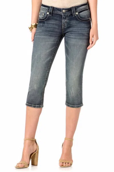 Miss Me Keepsake Angel Capri In Washed Denim