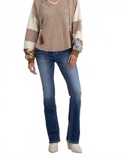 Miss Me Knit Long Sleeve Top In Beige In Brown