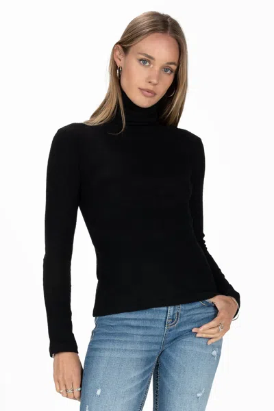 Miss Me Knitted Turtle Neck Top In Black