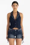 Miss Me Lauren Denim Vest - S / Dark Wash