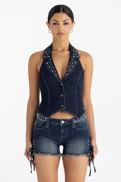 Miss Me Lauren Denim Vest - S / Dark Wash