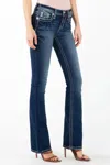 Miss Me Leopard Print Bootcut Jean In Blue In Blue