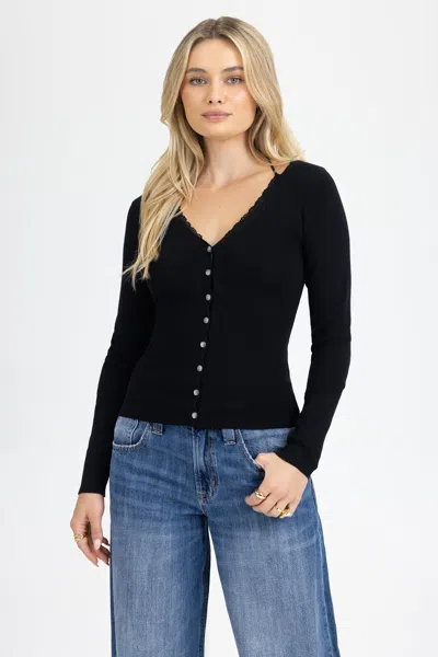 Miss Me Leslie Buttoned Top - L / Black