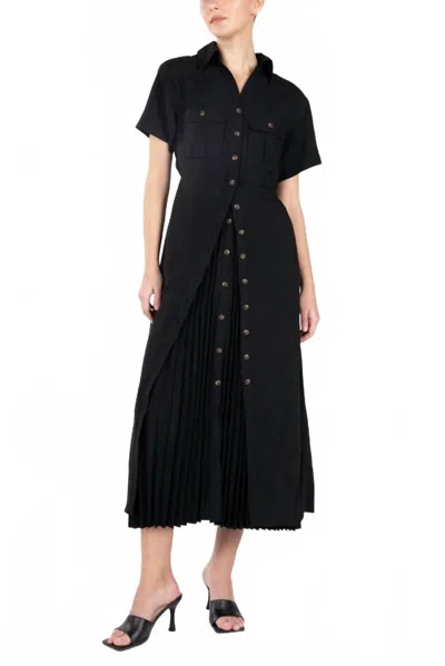 Miss Me Long Collared Maxi Dress In Black
