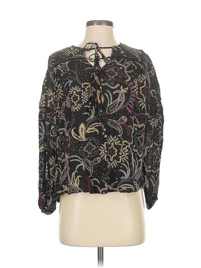 Pre-owned Miss Me Long Sleeve Blouse In Black