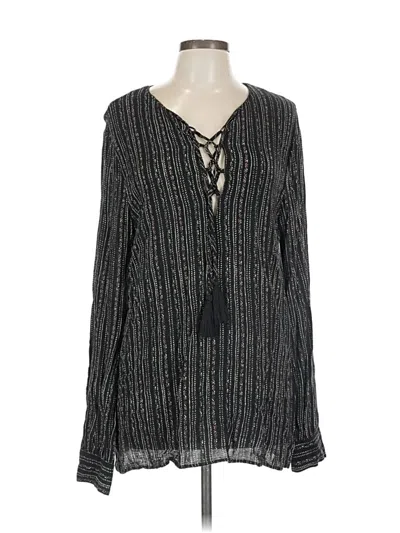Pre-owned Miss Me Long Sleeve Blouse In Black