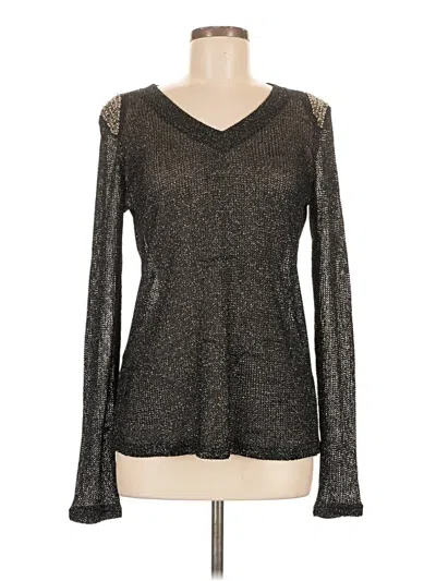 Pre-owned Miss Me Long Sleeve Top Gray V Neck Tops