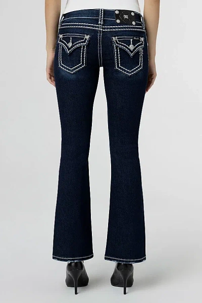Miss Me Loose Saddle Stitch Border Bootcut Jean In Dark Wash, Women's At Urban Outfitters In Blue