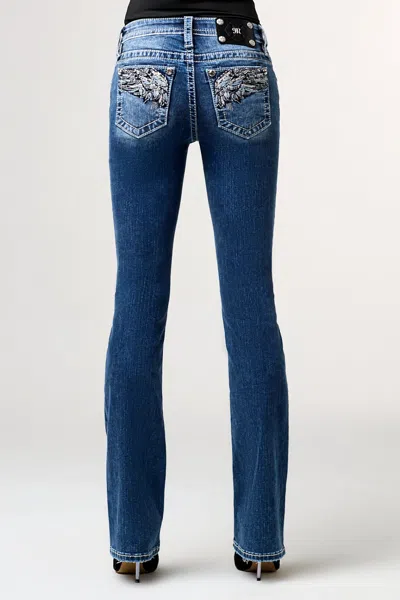 Miss Me Louise Wings Bootcut Jeans In Med/dark Wash
