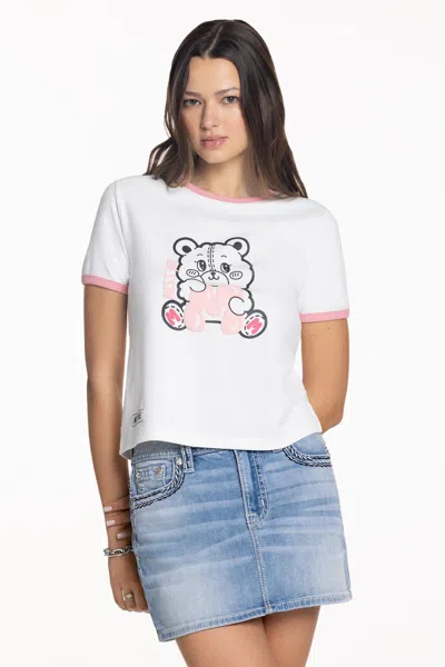 Miss Me Love Crew Graphic Tee - S / White