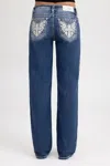 Miss Me Malika Wing Cross Slim Wide - 28 / 30" / Med/dark Wash In Blue