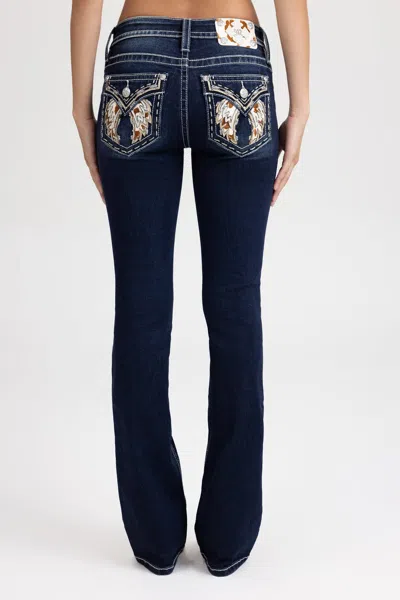 Miss Me Marleigh Wings Bootcut Jeans - 33 / 30" / Dark Wash In Blue