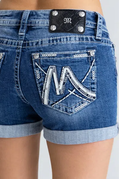 Miss Me Marley Logo Shorts - 30 / 3.5" / Medium Wash In Blue