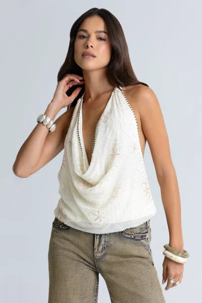 Miss Me Martini Halter Top - Xs / Off White