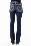 Miss Me Metallic Border Stitch Bootcut Jeans In Dark Wash