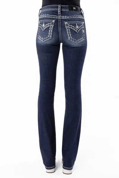 Miss Me Metallic Border Stitch Bootcut Jeans In Dark Wash