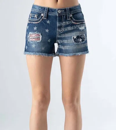 Miss Me Mid-rise Destruct Short In Medium Vintage In Blue