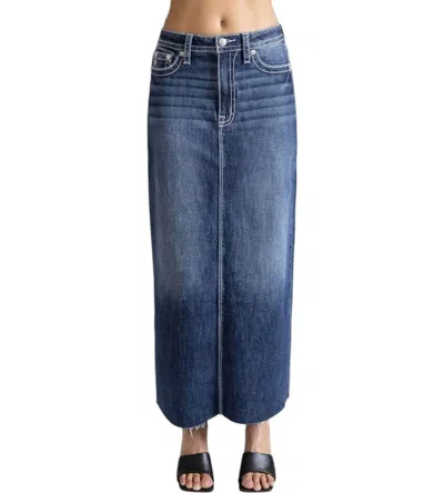 Miss Me Mid Rise Maxi Skirt In Denim In Blue