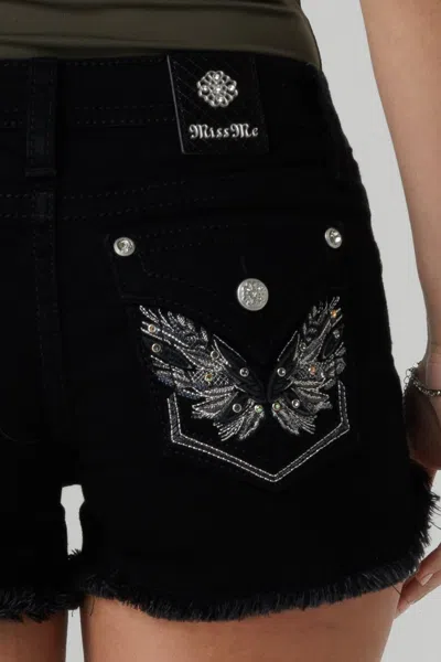 Miss Me Midnight Wing Shorts In Black