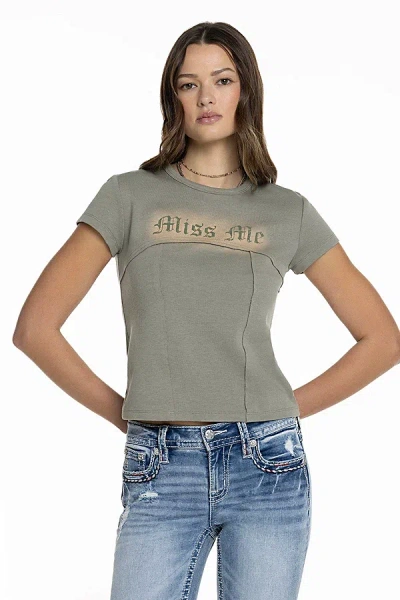 Miss Me Millie Tee In Moss Green, Women's At Urban Outfitters In Gray