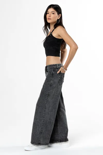 Miss Me Miss Fleur Wide Leg Jeans In Grey