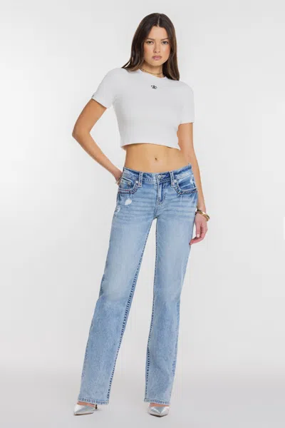 Miss Me Monroe Stitched Slim Wide - 29 / 30" / Light Wash