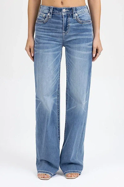 Miss Me Naia Blu Stitched Wide Leg Jean In Medium Wash, Women's At Urban Outfitters In Blue