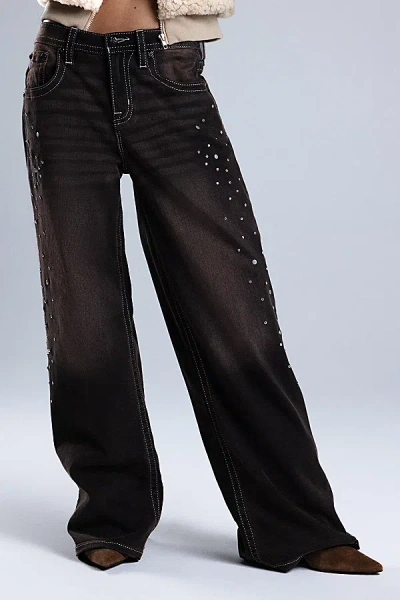 Miss Me Natalia Baggy Wide Leg Jeans In Espresso, Women's At Urban Outfitters In Black
