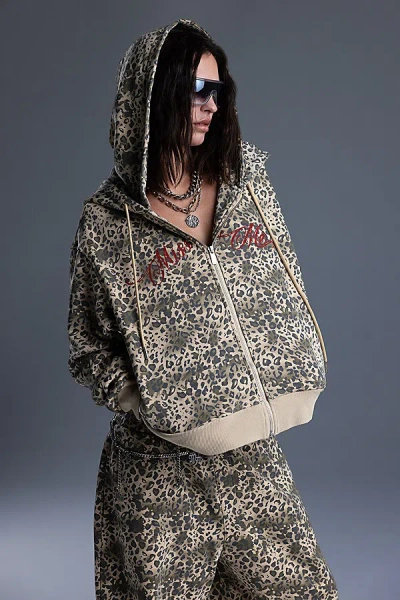 Miss Me Natasha Double Zip Up Hoodie Pant In Taupe Beige, Women's At Urban Outfitters In Brown