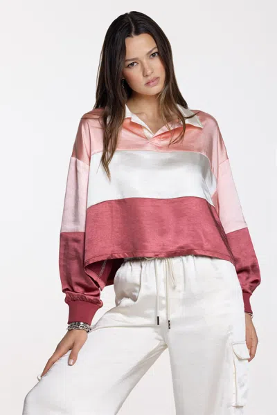 Miss Me Naveah Collared Top In Pink