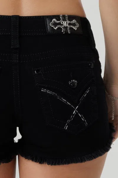 Miss Me Nightfall Cross-stitch Shorts In Black