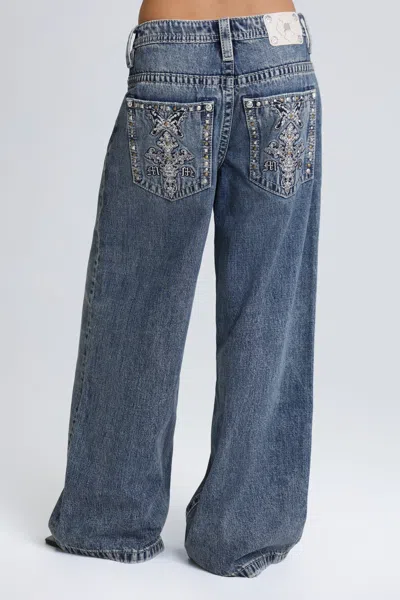 Miss Me Nocturne Baggy Wide Jeans - 31 / 30" / Light Wash In Blue