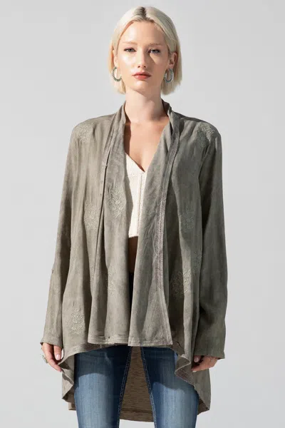 Miss Me Open Drape Cardigan In Green