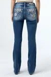 Miss Me Paisley Peekaboo Bootcut Jeans In Medium Wash